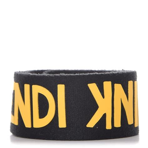 fendi canvas strap you love think logo black yellow|FENDI Canvas Love Think Vocabulary Strap You Black Yellow .